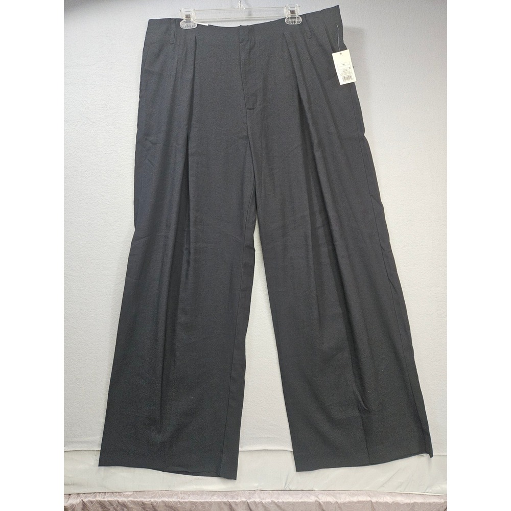 A New Day Womens Black Pleated Wide Leg Trouser Pants Highest Rise Size 16R NWT